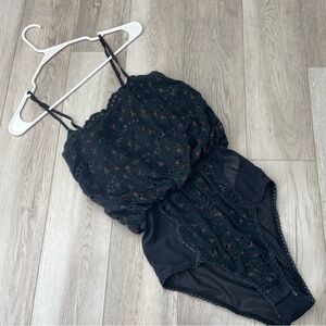 Free People Bodysuit jillian eyelet floral tank womens Black (xsmall) feminine